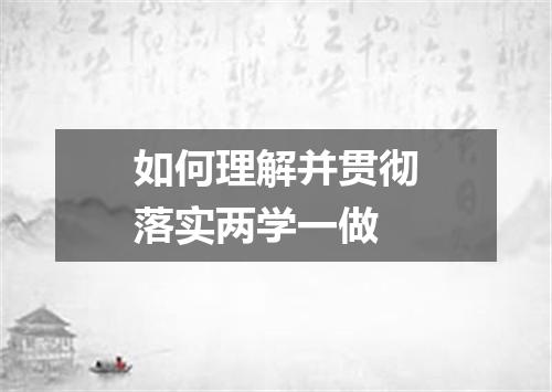 如何理解并贯彻落实两学一做