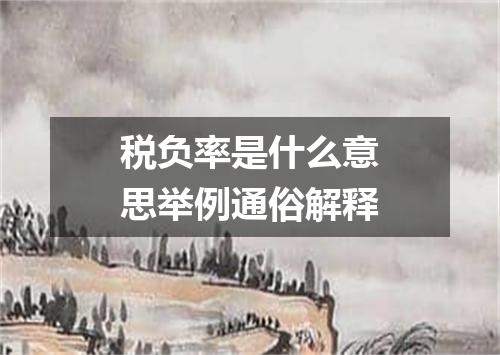 税负率是什么意思举例通俗解释
