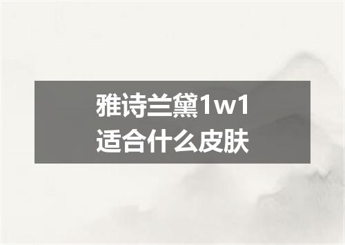 雅诗兰黛1w1适合什么皮肤