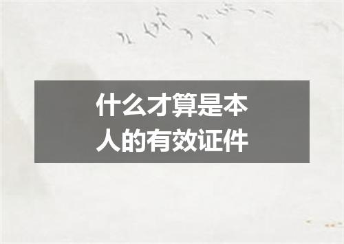 什么才算是本人的有效证件