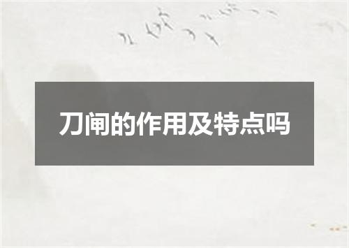 刀闸的作用及特点吗
