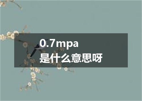 0.7mpa是什么意思呀