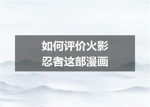 如何评价火影忍者这部漫画