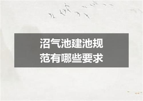 沼气池建池规范有哪些要求
