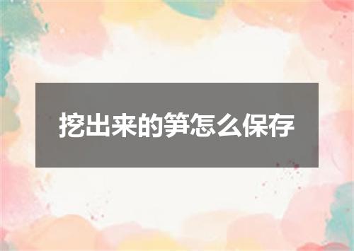 挖出来的笋怎么保存