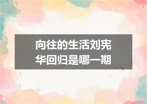 向往的生活刘宪华回归是哪一期