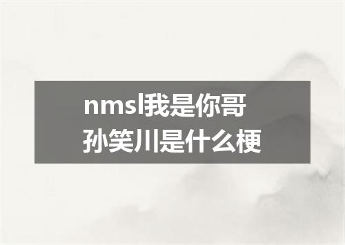 nmsl我是你哥孙笑川是什么梗
