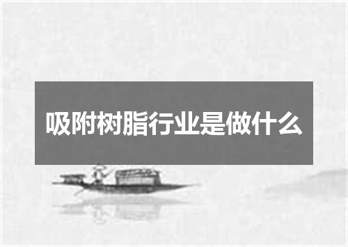 吸附树脂行业是做什么