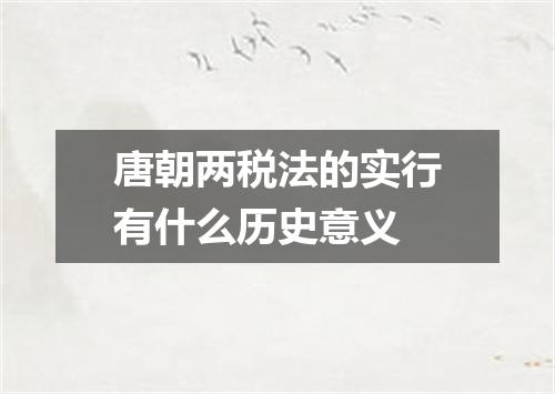 唐朝两税法的实行有什么历史意义