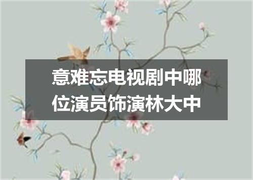 意难忘电视剧中哪位演员饰演林大中