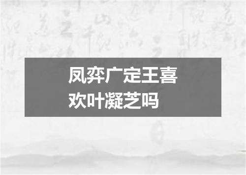 凤弈广定王喜欢叶凝芝吗