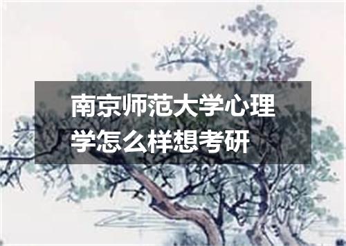南京师范大学心理学怎么样想考研