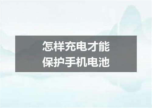 怎样充电才能保护手机电池