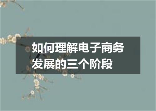 如何理解电子商务发展的三个阶段