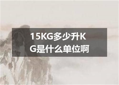 15KG多少升KG是什么单位啊