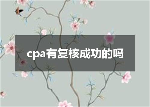 cpa有复核成功的吗