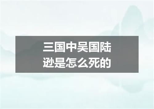 三国中吴国陆逊是怎么死的