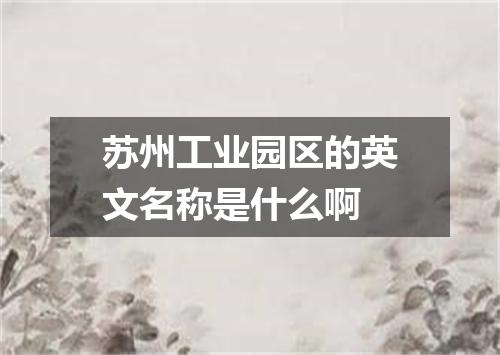 苏州工业园区的英文名称是什么啊