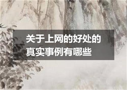 关于上网的好处的真实事例有哪些