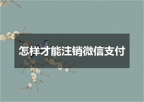 怎样才能注销微信支付