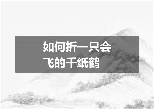 如何折一只会飞的千纸鹤