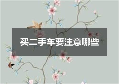 买二手车要注意哪些