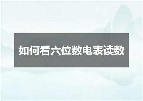 如何看六位数电表读数