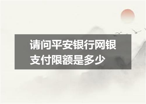 请问平安银行网银支付限额是多少