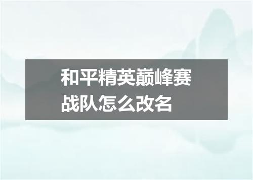 和平精英巅峰赛战队怎么改名