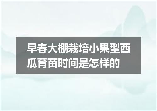 早春大棚栽培小果型西瓜育苗时间是怎样的