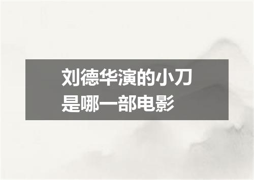 刘德华演的小刀是哪一部电影