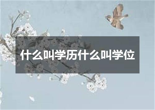 什么叫学历什么叫学位