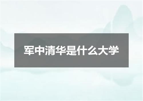 军中清华是什么大学