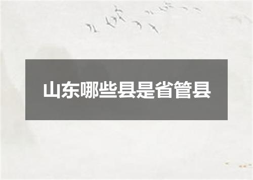 山东哪些县是省管县