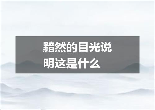 黯然的目光说明这是什么