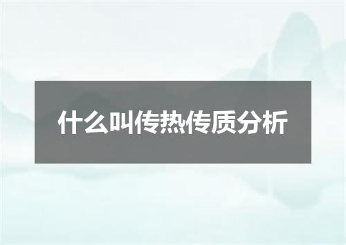 什么叫传热传质分析