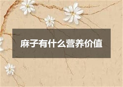 麻子有什么营养价值