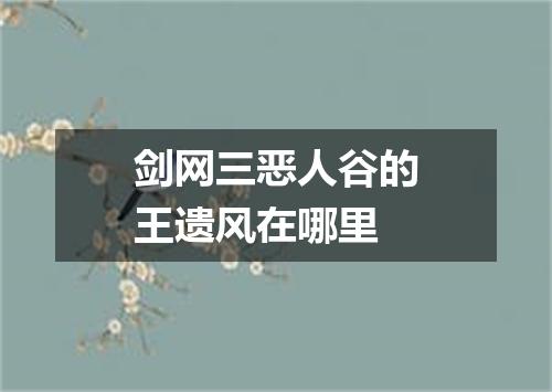剑网三恶人谷的王遗风在哪里