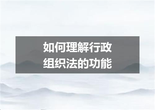如何理解行政组织法的功能