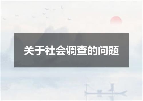 关于社会调查的问题