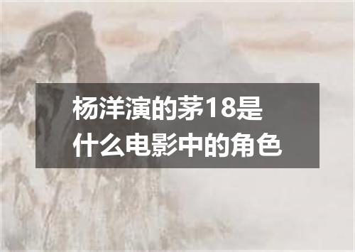 杨洋演的茅18是什么电影中的角色