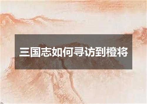 三国志如何寻访到橙将