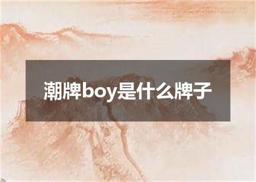 潮牌boy是什么牌子