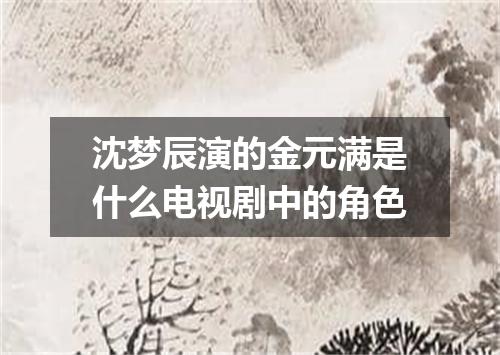 沈梦辰演的金元满是什么电视剧中的角色