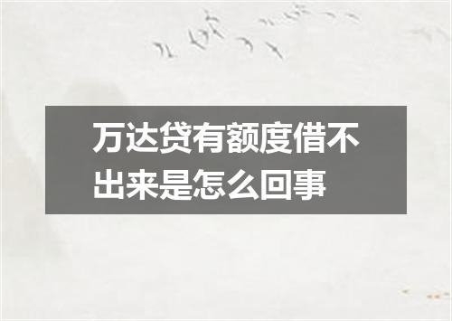 万达贷有额度借不出来是怎么回事