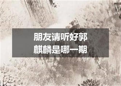 朋友请听好郭麒麟是哪一期