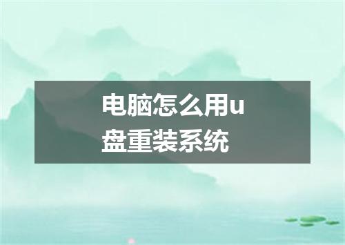电脑怎么用u盘重装系统