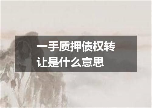 一手质押债权转让是什么意思