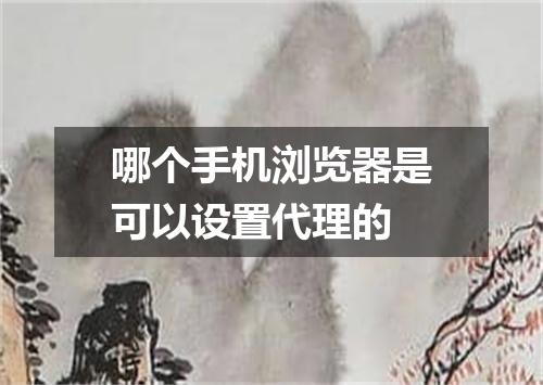 哪个手机浏览器是可以设置代理的