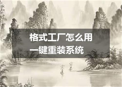 格式工厂怎么用一键重装系统